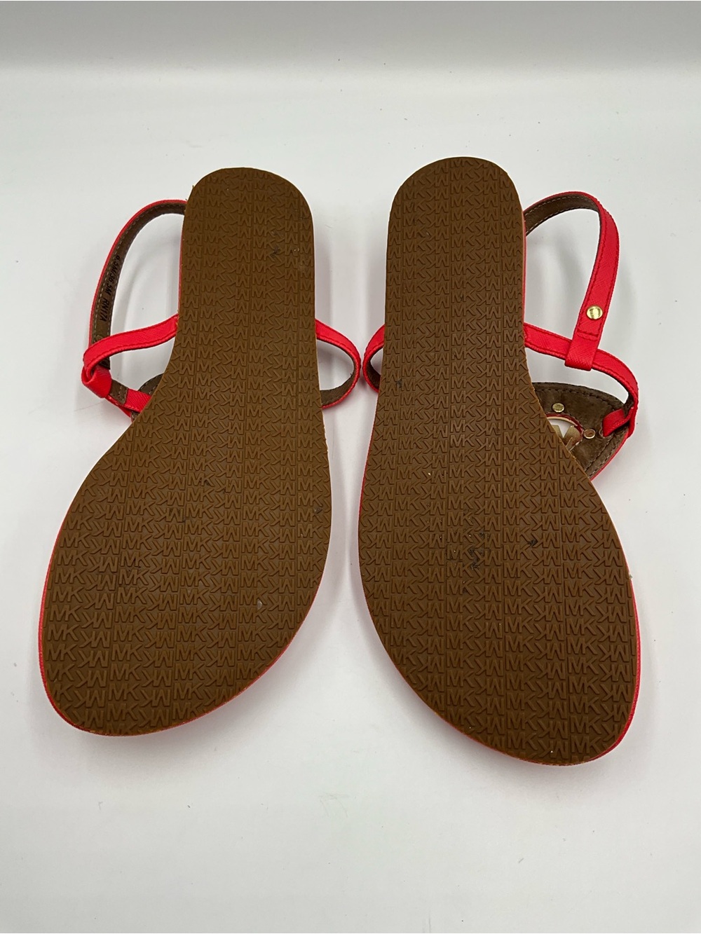 MICHAEL Michael Kors Sandals Size 6.5 Coral Slingback Thong with Gold MK Emblem - Picture 5 of 5
